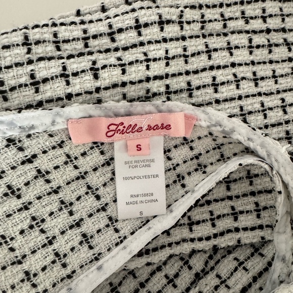 Frille Rose Overall Mini Dress Womens Small Black White Plaid Button Front - Picture 3 of 4